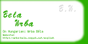 bela wrba business card